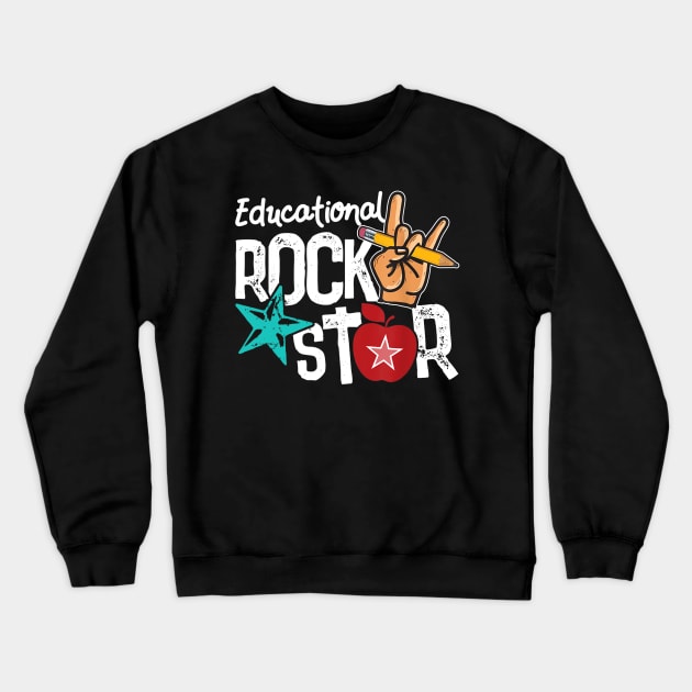 Educational Rockstar Teacher Gift Back to School Gift Crewneck Sweatshirt by Haley Tokey